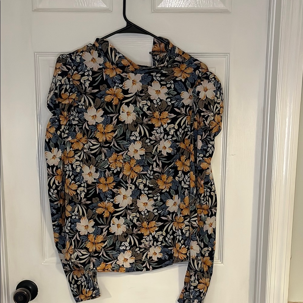 SHEIN Black and Yellow Floral Blouse